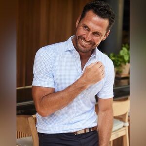 Collars & Co NWT Men's Semi-Spread Collar Polo Size Large, Thin Blue Line Print